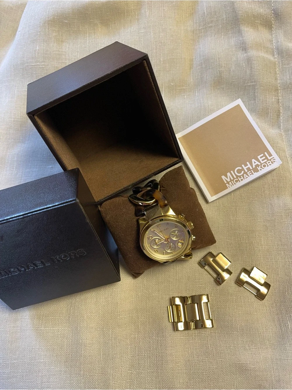 Michael Kors MK4222 Gold and Brown Link Watch